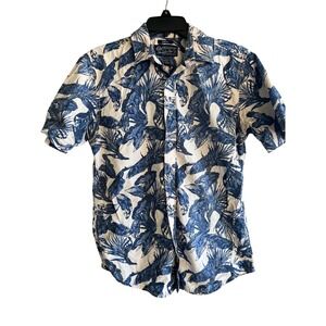 American Rag Men's S Button-Up Shirt Blue Creme Island Floral Casual